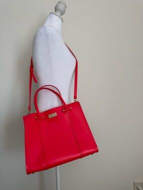 Kate Spade Arbour hill small leather tote Neon Pink EUC